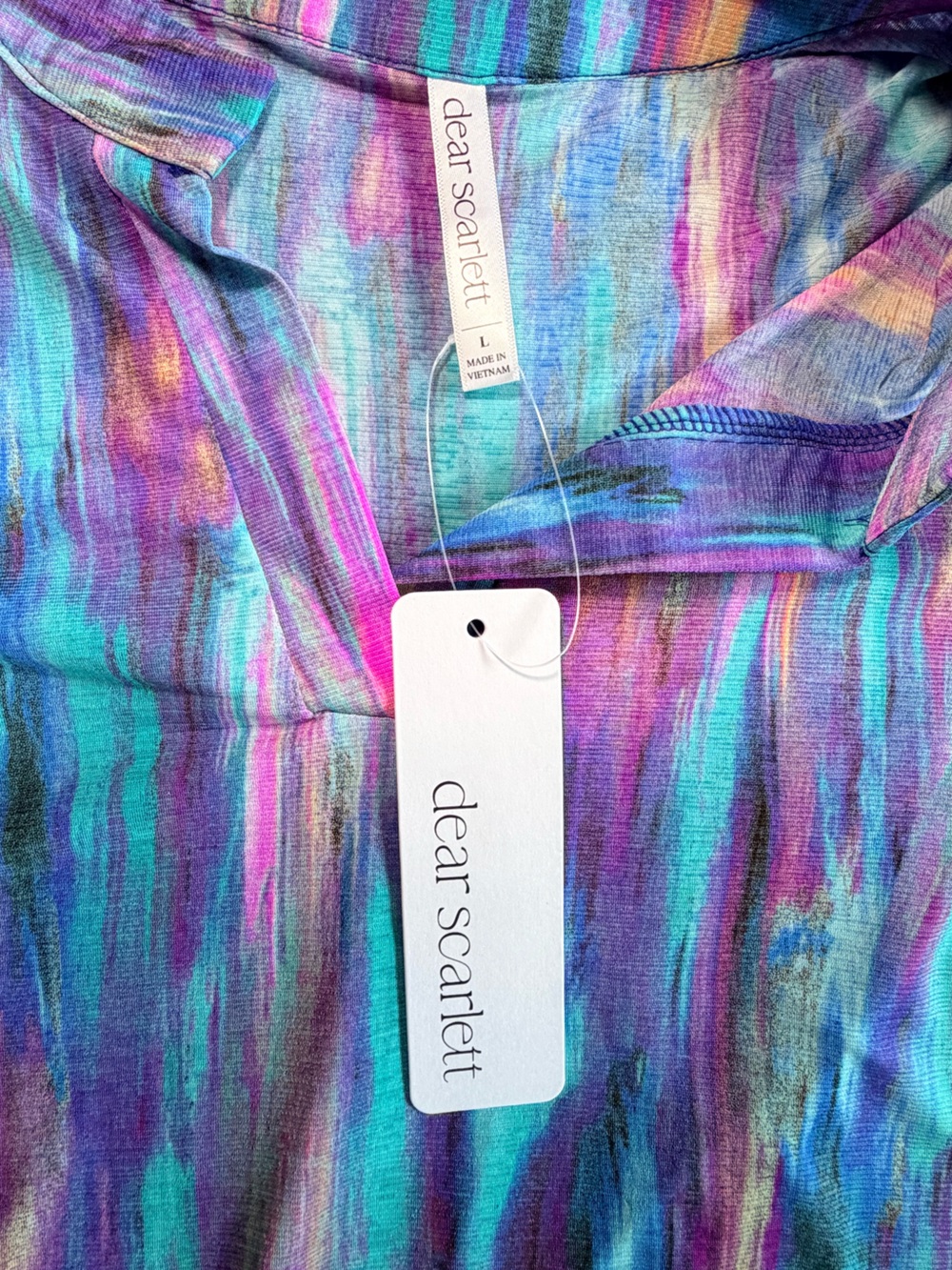 Dear Scarlett Multicolor Brushstroke Tunic in Purple, Blue, Pink - Picture 4 of 11